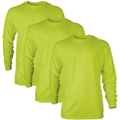 Abbildung von Gildan Unisex Langärmliges T shirt aus Ultra baumwolle, Stil G2400 Shirt, Safety Green (3er pack), XL