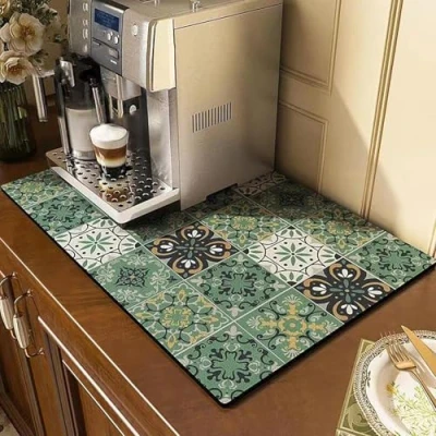 Abbildung von Yootiko Spüle Abtropfmatte Geschirr 60x40cm ，Unterlage für Kaffeemaschine Rutschfeste ，Water Absorbent Mat Kitchen，Saugstarke Schnelltrocknende Silikonmatte Untersetzer Napfunterlage Katzen Hund