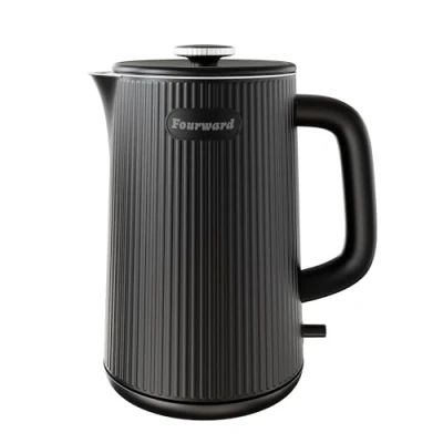 Abbildung von Fourward Wasserkocher Edelstahl Kettle mit 1,7L Fassungsvermögen, 2200W Schnellkochfunktion, BPA frei, Doppelwand Design, Schwarz