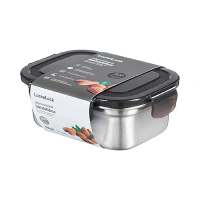 Abbildung von LocknLock Edelstahl Vorratsdose mit Deckel, 500 ml 155 x 120 58 mm , BPA Frei, Spülmaschinengeeignet, Gefriertruhengeeignet bis 20C, Aufbewahrungsbox Deckel