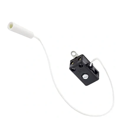 Abbildung von Zugschalter EIN/AUS zum Einbauen mit Befestigungslasche 4,2mm und Zugschnur Weiß &gt;&gt; 250V / 2A