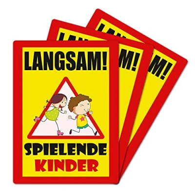 Abbildung von 3 Stück XXL Langsam ! spielende KINDER Schild 30 x 40 cm aus stabiler PVC Hartschaumplatte 5mm mit UV Schutz von STROBO