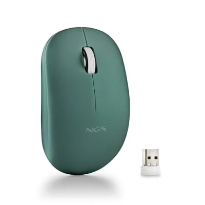 Abbildung von NGS Fog Pro Green Kabellose Maus, Optische Maus mit 1000 DPI, Nano USB Schnittstelle, Leise Tasten, 2 Tasten und Scrollrad, Plug and Play, beidhändig, Grün