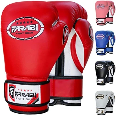 Abbildung von Farabi Sports 4 oz 6 8 Boxhandschuhe Kinder Box Handschuhe MMA Muay Thai Kickboxen Sparring Boxsack Training (Red, oz)