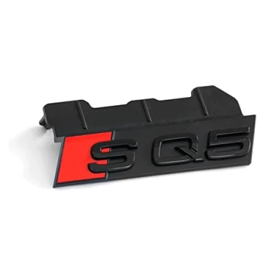 Abbildung von Audi 80A071805 Schriftzug SQ5 Clip Plakette Halterung Kühlergrill Black Edition Emblem, schwarz/rot