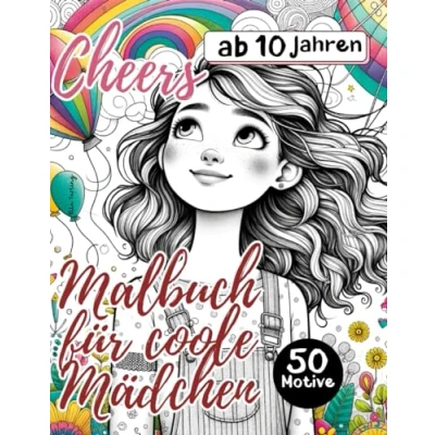 Abbildung von Malbuch für coole Mädchen ab 10 Jahre. Das ideale Geschenk und Teenager: 50 traumhafte Motive (Regenbogen, Tiere, Muster) Stressabbau Entspannung