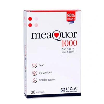 Abbildung von Meaquor 1000 5 Sterne zertifiziertes IFOS Omega 3 Nahrungsergänzungsmittel (30 Kapseln) mg EPA und DHA pro Dosis, 95% frei von Schwermetallen, kein Nachgeschmack