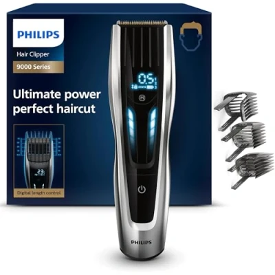 Abbildung von Philips Series 9000 Haarschneider mit 400 Längeneinstellungen, langlebigen Titaniumklingen &amp; digitaler Touch Steuerung (Modell HC9450/20)