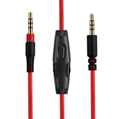 Abbildung von Cloud Alpha Ersatzkabel, kompatibel mit HyperX Gaming Headset, Inline Stummschaltung, Lautstärkeregler Mikrofon, 1,5 Meter Kopfhörer Audio Verlängerungskabel