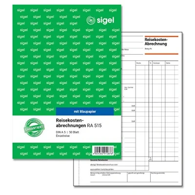 Abbildung von SIGEL RA515 Reisekostenabrechnung für Einzelreisen, A5, 50 Blatt