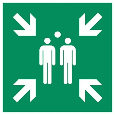 Abbildung von Schild Sammelstelle PVC 20 x cm gemäß DIN EN ISO 7010 E007 Fluchtweg Sammelpunkt Sammelplatz