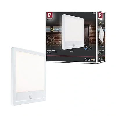 Abbildung von Paulmann 94663 LED Außenleuchte Panel Lamina mit Bewegungsmelder IP44 eckig incl. 1x14,5 W Warmweiß Weiß Außenpanel Kunststoff Lichtpanel 3000 K