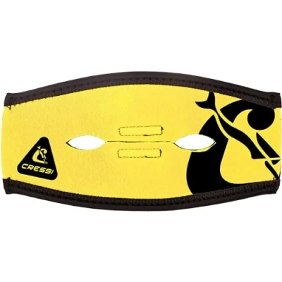 Abbildung von CRESSI Unisex Adult Pony Tail Neo Mask Strap Cover Neoprenriemenüberzug für Tauchmasken, Gelb/Schwarz, Einheitsgröße
