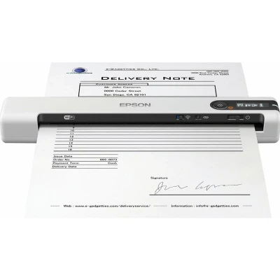Abbildung von Epson Workforce DS 80W, mobiler Wi Fi Scanner mit hoher Scangeschwindigkeit, 300 Seiten pro Akkuladung, ideal für kleine Büros und Home Offices, weiß