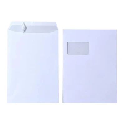 Abbildung von mybuy24 50 x Briefumschläge C4 A4 weiß mit Fenster selbstklebend Abziehstreifen grauem Innendruck 120 g/m Maße 229 324 mm Umschläge