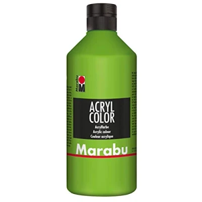 Abbildung von Marabu 12010075282 Acryl Color blattgrün 500 ml, cremige Acrylfarbe auf Wasserbasis, schnell trocknend, lichtecht, wasserfest, zum Auftragen mit Pinsel und Schwamm Leinwand, Papier Holz