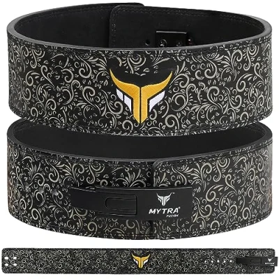 Abbildung von Mytra Fusion gewichthebergürtel weiße Schnalle Lifting Belt for Fitnessstudio, Fitness, Training, Herren &amp; Damen Gym (Black, M)