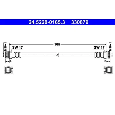 Abbildung von ATE 24.5228 0165.3 Bremsschläuche 165 FIAT: Panda II Hatchback, 500 FORD: KA Hatchback