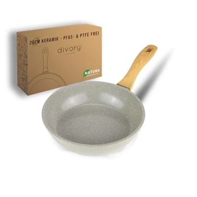Abbildung von DIVORY Keramikpfanne 20cm Pfanne mit Keramikbeschichtung Induktion, PFAS &amp; PTFE frei, kleine Bratpfanne Keramik, Mini Pfanne, Eierpfanne beschichtet frying ceramic pan (Natura, 20 cm)