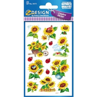 Abbildung von AVERY Zweckform 54171 Deko (Sonnenblumen Papiermaterial mit Glitzer) 2 Bögen, 28 Sticker