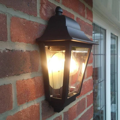 Abbildung von Elstead Lighting DECO LANE7 BLACK Wandleuchte LANE 1xE27 60W IP44 Aluminium schwarz, Polycarbonate klar H:32.5cm B:19.3cm dimmbar