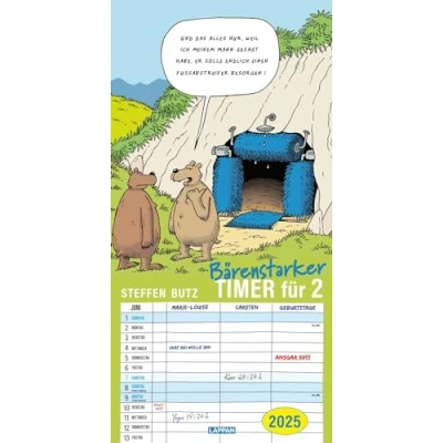 Abbildung von Bärenstarker Planer für zwei 2025: Wandkalender, Monatskalender mit viel Platz zum Eintragen und lustigen Cartoons von Steffen Butz