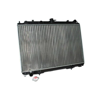 Abbildung von THERMOTEC D71017TT Kühler, Motorkühlung Aluminium für Fahrzeuge mit Klimaanlage 450 710 26 Schaltgetriebe Kühlrippen mechanisch gefügt NISSAN: X Trail