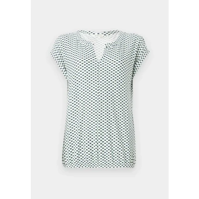 Abbildung von TOM Tailor ALL OVER Printed V NECK Tshirt print, Damen, Größe: XS, Green/white