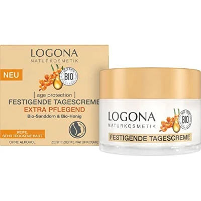Abbildung von LOGONA Naturkosmetik Anti Aging Gesichtscreme für reife und sehr trockene Haut, Extra pflegende Tagescreme mit Bio Sanddorn Honig, age protection, 50 ml