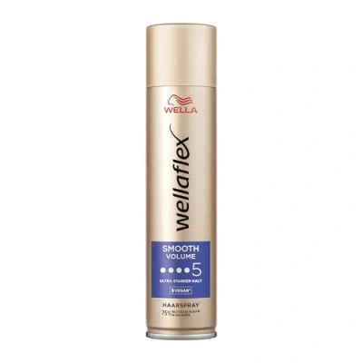 Abbildung von Wellaflex Haarspray Smooth Volume Volumen Spray für 48h ultra starken Halt vegane, kopfhautschonende Formel volleres Haar ohne klebrige Rückstände mit UV Schutz Haltegrad 5 250 ml