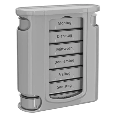Abbildung von WELLGRO Tablettenbox für 7 Tage Mit 4 Fächern pro Tag, Pillendose aus BPA freiem Kunststoff (Weiß)