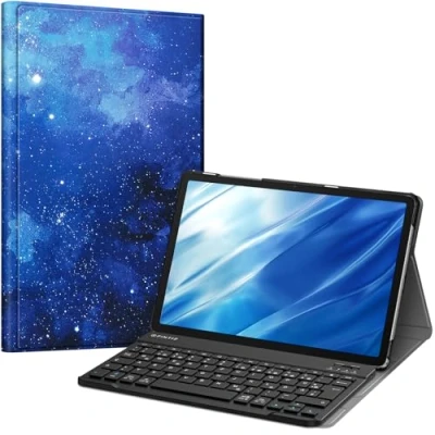 Abbildung von Fintie Tastatur Hülle für Samsung Galaxy Tab A9 Plus 11 Zoll 2023 Tablet SM X210/X216/X218, Keyboard Cover mit Magnetisch Abnehmbarer Deutscher Bluetooth Tastatur, Sternenhimmel