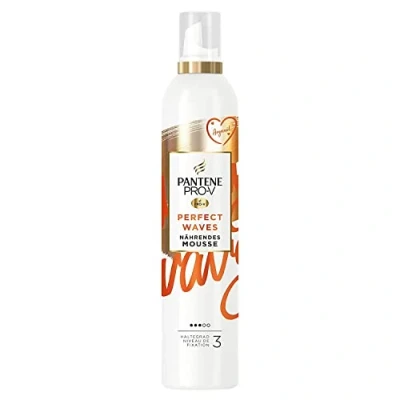 Abbildung von Pantene Pro V Nährendes Mousse, Perfect Waves, 200ml, mit Arganöl, Haltegrad 3, verleiht glänzende &amp; schwungvolle Wellen, Haarpflege