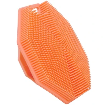 Abbildung von Alyvisun Silikon Körperbürste Dusche mit Haken und Saugnapf, Körpermassagebürste Badebürste [Sanftes Peeling Massage], Silicone Body Scrubber für Alle Hauttypen (Orange)