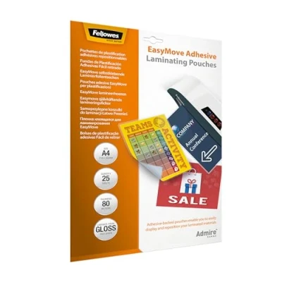 Abbildung von Fellowes Laminierfolien A4 EasyDisplay mit selbstklebender Rückseite, 160 Mikron (2 x 80 mic), 25 Stück