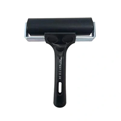 Abbildung von Artway Linolwalze aus Hartgummi für Linoldruck und Blockdruck schwarzer Griff 10 cm 1 Stück, Schwarz