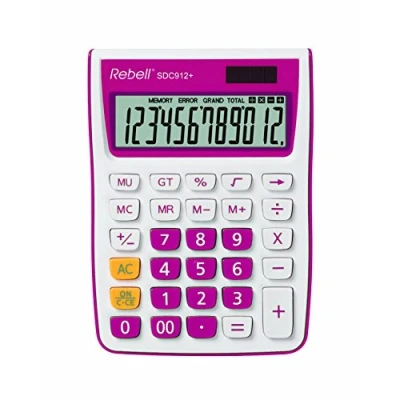Abbildung von Rebell RE SDC912PK Tischrechner SDC912, 12 stelliger für Büro und Zuhause, Dualbetrieb, pink