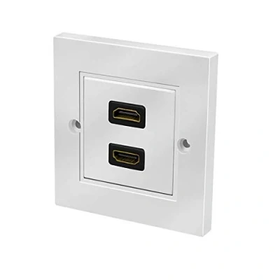 Abbildung von odedo HDMI Wanddose 2 Port mit x Kupplung Buchse/Buchse, weiß Einbaudose Unterputzdose