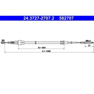 Abbildung von ATE 24.3727 2707.2 Handbremsseil 1496 VOLKSWAGEN: Lupo / 3L
