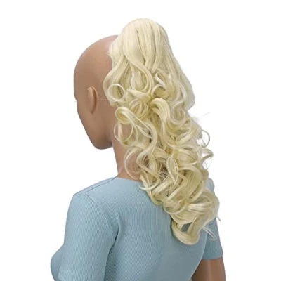 Abbildung von CAISHA 40cm Haarzopf Lily Haarteil mit Butterflyklammer Pferdeschwanz Haarverlängerung Voluminös Gewellt Platinblond H208