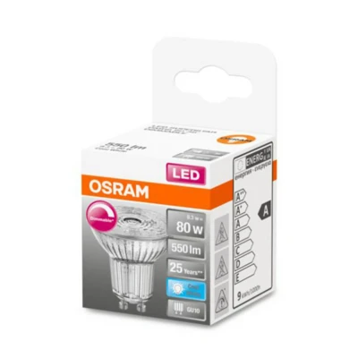 Abbildung von OSRAM Dimmbare PAR16 LED Reflektorlampe mit GU10 Sockel, Kaltweiss (4000K), Glas Spot, 8.3W, Ersatz für 80W Reflektorlampe, SUPERSTAR PAR16, Kaltweiß