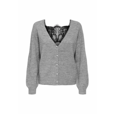 Abbildung von ONLY Onladele MIX Revers Strickjacke, Damen, Größe: Medium, Light grey melange