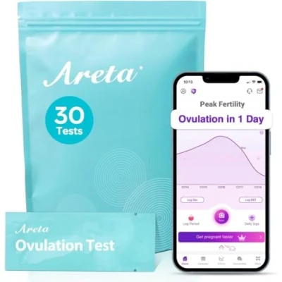 Abbildung von Areta 30 x Ovulationstest Fruchtbarkeitstest für Frauen: Kinderwunsch Ovulationstests Kit 25 mIU/ml Stück Eisprung LH Test mit optimaler Sensitivität