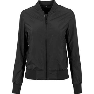 Abbildung von Build Your Brand Damen By044 Ladies Nylon Bomber Jacket, Schwarz, XS EU