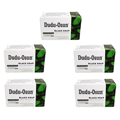 Abbildung von Dudu Osun schwarze Seife aus Afrika. Original Seife, 5 x 150 g, Stück