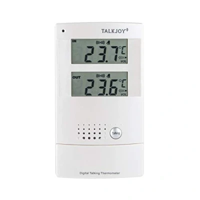 Abbildung von PROFI Sprechendes Innen und Außenthermometer Frostwarner Hitzewarner Raum Thermometer Temperatur messen Sprachknopf Blinde Blindenthermometer Wetterstation (Deutsche Sprachausgabe)