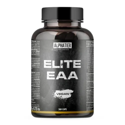 Abbildung von Alphatier EAA Kapseln 360 Mega Caps 750mg hochdosiert vegan 8 essentielle Aminosäuren EAAs Eiweißkapseln ohne Zusätze Amino Supplement