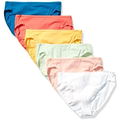 Abbildung von Amazon Essentials Damen Slip aus Baumwolle mit hohem Beinschnitt (in Übergröße erhältlich), 6er Pack, Hübsche Bunte Tupfen, 38