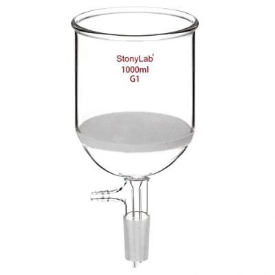 Abbildung von StonyLab Borosilikatglas Buchner Filtertrichter mit grober Fritte, 30mm Scheibendurchmesser, 90mm Tiefe, 24/40 Standard Taper Innengelenk und vakuumgezahnten Rohren (1000ml)