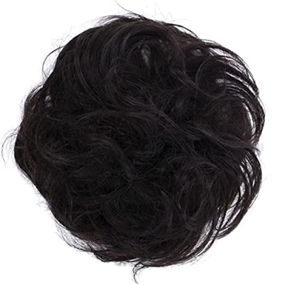 Abbildung von CAISHA 100% ECHTHAAR Haargummi Haarteil Haarverdichtung Zopf Haarband Haarschmuck Schwarzbraun H312g